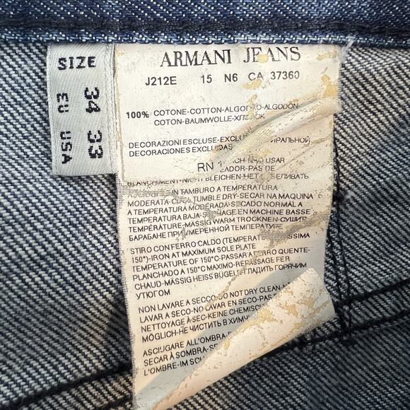 Armani Jeans Mens 33x30 Blue Denim Distressed Button Fly Grunge Streetwear - Picture 8 of 13